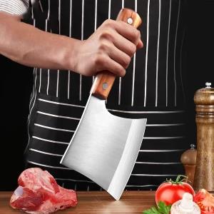 Heavy Duty Butcher Knife for Chopping Bones,Wood Handle