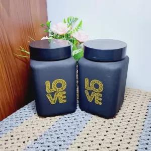 Herevin Glass Square Decorated Canister 1500ml 1Pcs