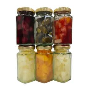 Hexagonal Jar with Gold Lid 300ml Glass Spice Storage Jar Co