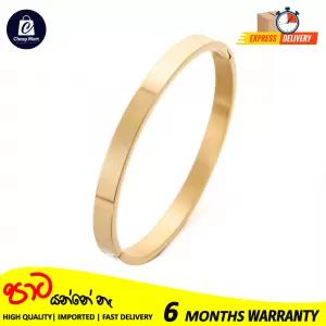 High Polished Stainless Steel 24k Gold Plated Plain Bangles 19 CM-