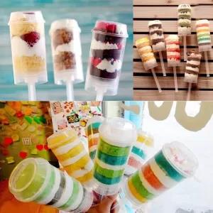 High Quality 10X Plastic Push Up Cake Containers Lids Shoote