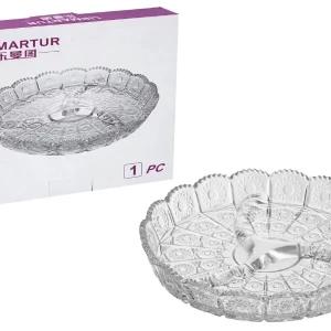 Lirmartur Glass Serving Divided Plates Fruits Nuts Dish