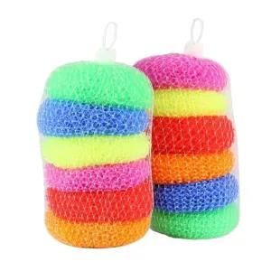 Multicolor Round Plastic Scrubber (Large) Pack of 12