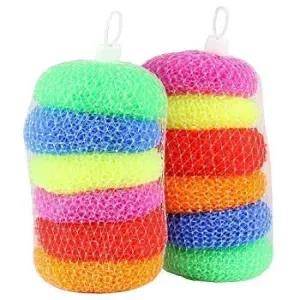 Multicolor Round Plastic Scrubber (Small) Pack of 12