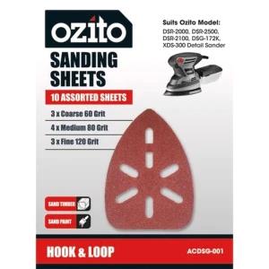 Ozito Sanding Sheets 10 Pack Multi-Grit