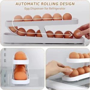 Rolling Egg Holder for Refrigerator, Kitchen Egg Dispenser,
