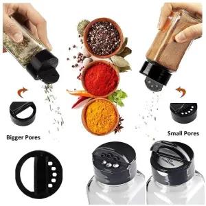 Salt & Pepper Square Glass Spice Jar with Black Sifter Two S