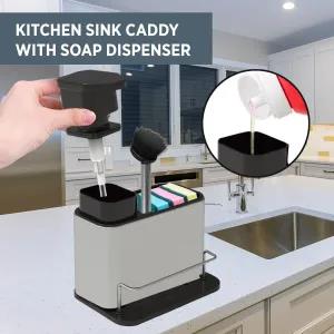 Stainless Steel Kitchen Caddy Sink Organiser with Soap Dispe