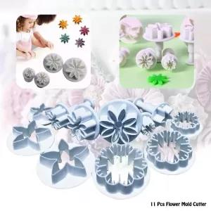 White 11 Pieces Fondant Cake Cookie Plunger Cutter Sugar cra