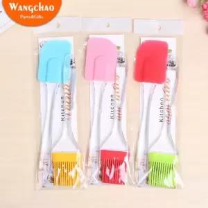 White 2PCS/Set Silicone Spatula Barbeque Brush Cooking Utens