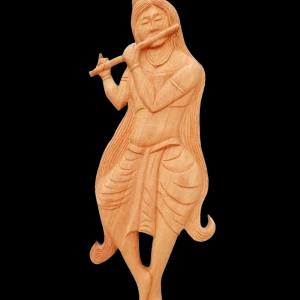 Wood Craft Carving Handmade Flute Player Women Wall Art