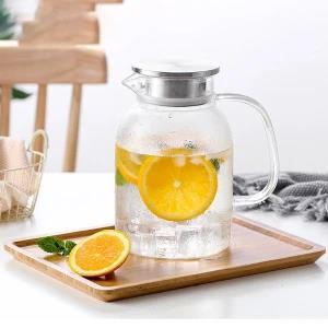 Xuanyuan Glass Water Jug 1800ml Pitcher Stainless Lid