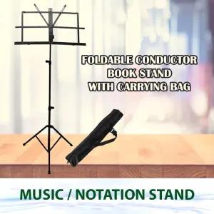 Black Music Stand, 2 in 1 Dual-Use Folding Sheet Music & Boo
