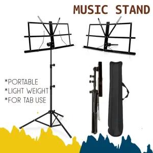 Black Music Stand, 2 in 1 Dual-Use Folding Sheet Music Stand