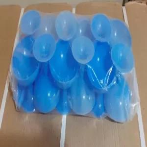 Blue Plastic Ice Cream Cups with Spoons - 12 pcs/Set