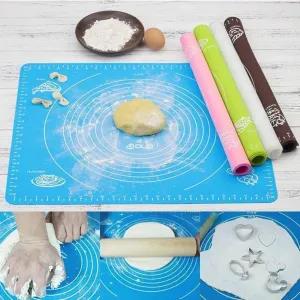 Blue Silicone Pad Baking Mat for Pastry Rolling, Pizza Dough