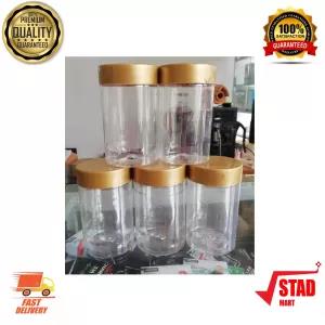 5 Pc Gold Transparent Kitchen Spice Containers With Lid