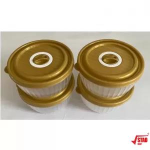 Gold 4 Pcs Container Set Transparent Plastic