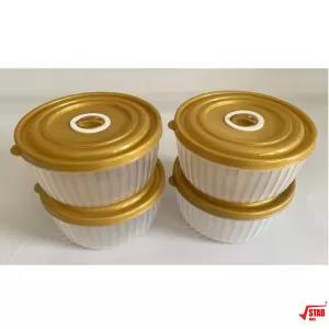 Gold 4 Pcs Round Food Container Set Microwave Safe