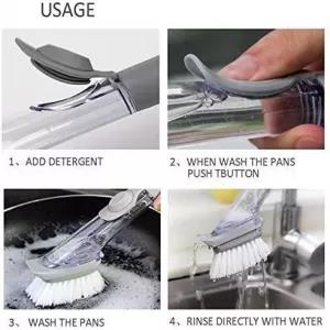 Grey Kitchen Cleaning Brushes Long Handle Pot Brush Dishwash
