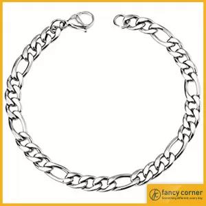 Silver 20 CM Stainless Steel Cuban Shape Bracelet For Men &