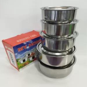 Silver 5 Pcs Cookware Bowl Set for stainless steel Stock Pot
