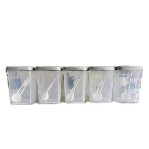 Silver 5 Pieces Visual Kitchen Spicy Containers With SILVER