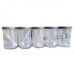 Silver 5 Pieces Visual Plastic Kitchen Spice Containers ROUN