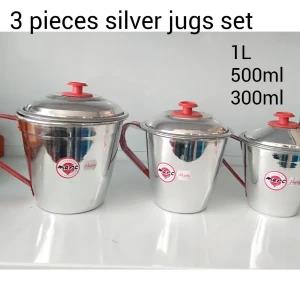 SS Cup Set with Lid 3 PCs Water Jug Tea Mixing