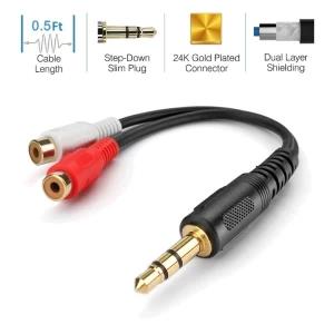 3.5 mm Stereo Male to 2 RCA Female Cable