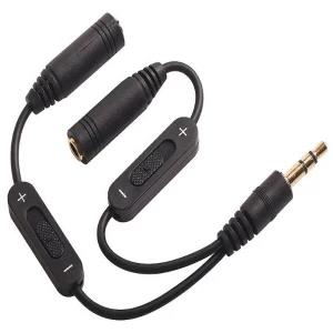 3.5mm Audio Jack Splitter Cable Separate Volume Control