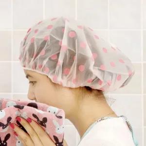 Fashion Waterproof Shower Cap Dot Bath Hair Cover Hat Bathro