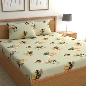 Generic Double Size Bed Sheet Printed Cotton with 2 Pillow Covers