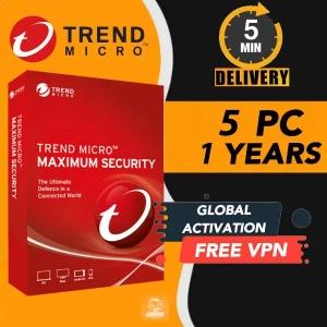 Trend Micro Maximum Security 5PC-1YR Latest License