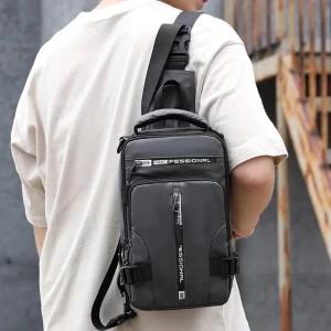 Generic Men's Multifunction Shoulder Crossbody USB Charging Bag