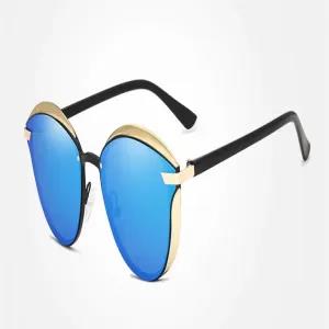 Gold Blue Ladies Polarized Cat Eye Fashion Sun Glasses Kings