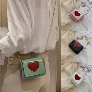 Women Heart Shaped Wild Shoulder Massenger Bag Cute Green Co