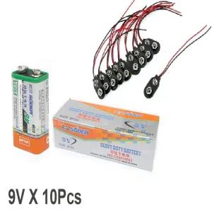 Suoer 9V Original High-Quality Battery With Clip 10PCS