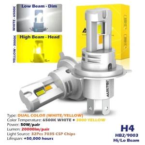 AUXITO H4 Hi/Lo DUAL COLOR WHT/ YLW LED Headlight Bulbs