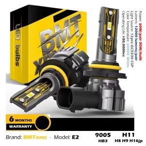 BMTxms E2 12000LM 60W CSP LED Headlight Bulbs 9005 H11