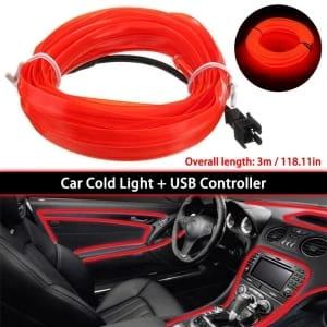 Red Automotive LED 3m Decoration Lamp Cold Light