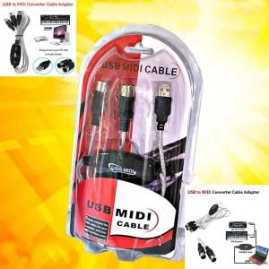 Black USB TO Midi Cable For Music Midi Keyboards