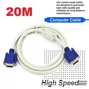 20M VGA Cable 1080P HD Male To Male Bold Extension Cable Cor