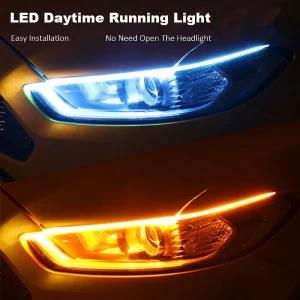 2 PCs White Yellow DRL 12V Car LED Strip 45 cm