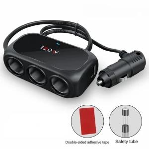 Car 3 Way Car Lighter Socket Splitter Charger 12/24V