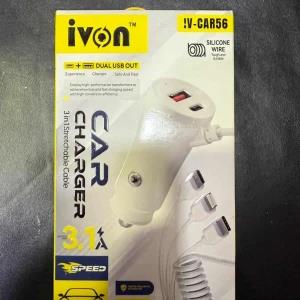 Car Charger 3 in 1 with Dula USB Out