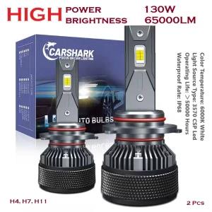 Carshark F5M 65000LM 130W Headlight Bulbs H4 Hi Lo Beam