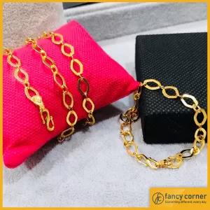 60 CM Gold Plated Guaranteed Link Chain & bracelet Combo pac