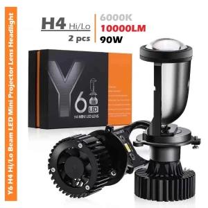 Y6D H4 Hi Lo Beam LED Projector Lens Headlight 90W 12V