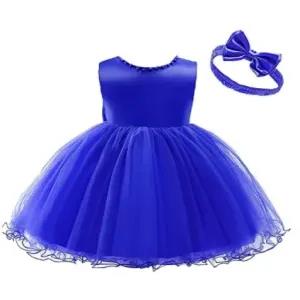 12-18M,Blue Party Casual Frock Dress For Girls 1-6 Years Ne